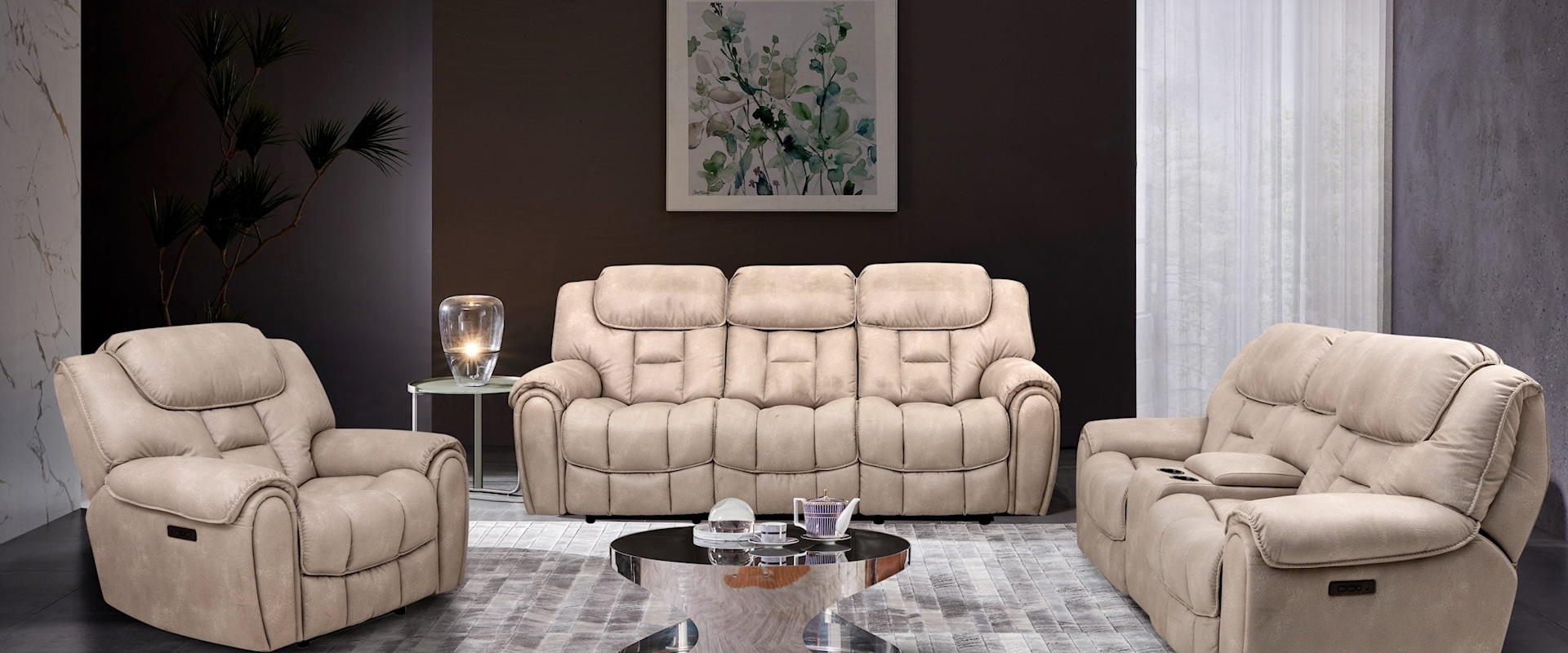 CAYMAN SNOW DOUBLE POWER SOFA AND | LOVESEAT SET