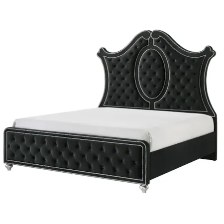 KINGS CROWN BLACK QUEEN BED |