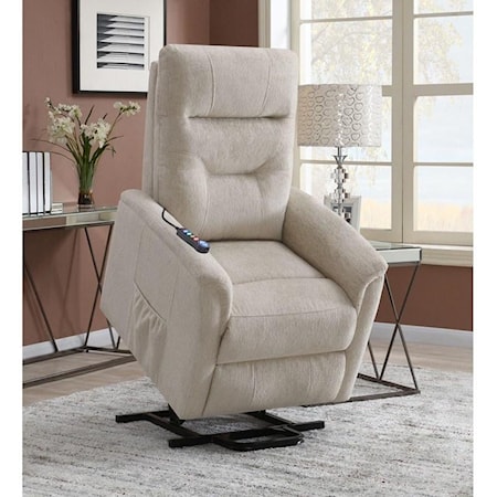 BEIGE POWER LIFT CHAIR WITH HEAT | AND MESSA