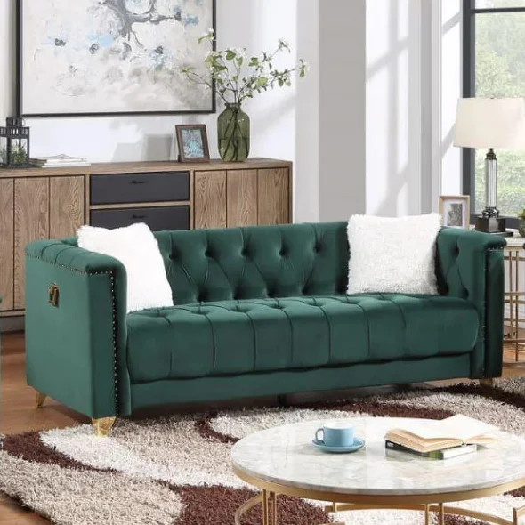 Beverly Hills 11613 BEVERLY HILLS GREEN SOFA. | | 7 Day Furniture | Uph ...