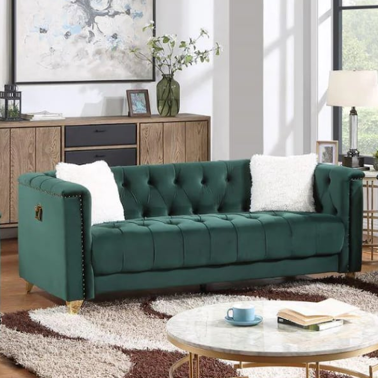 Furniture World Distributors Beverly Hills BEVERLY HILLS GREEN SOFA. |