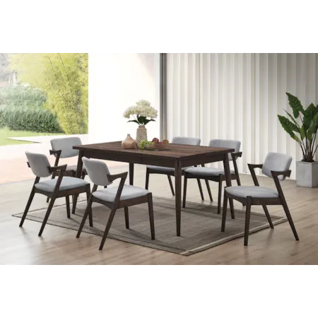 MID CENTURY BROWN & GREY 5 PIECE | DINING SE