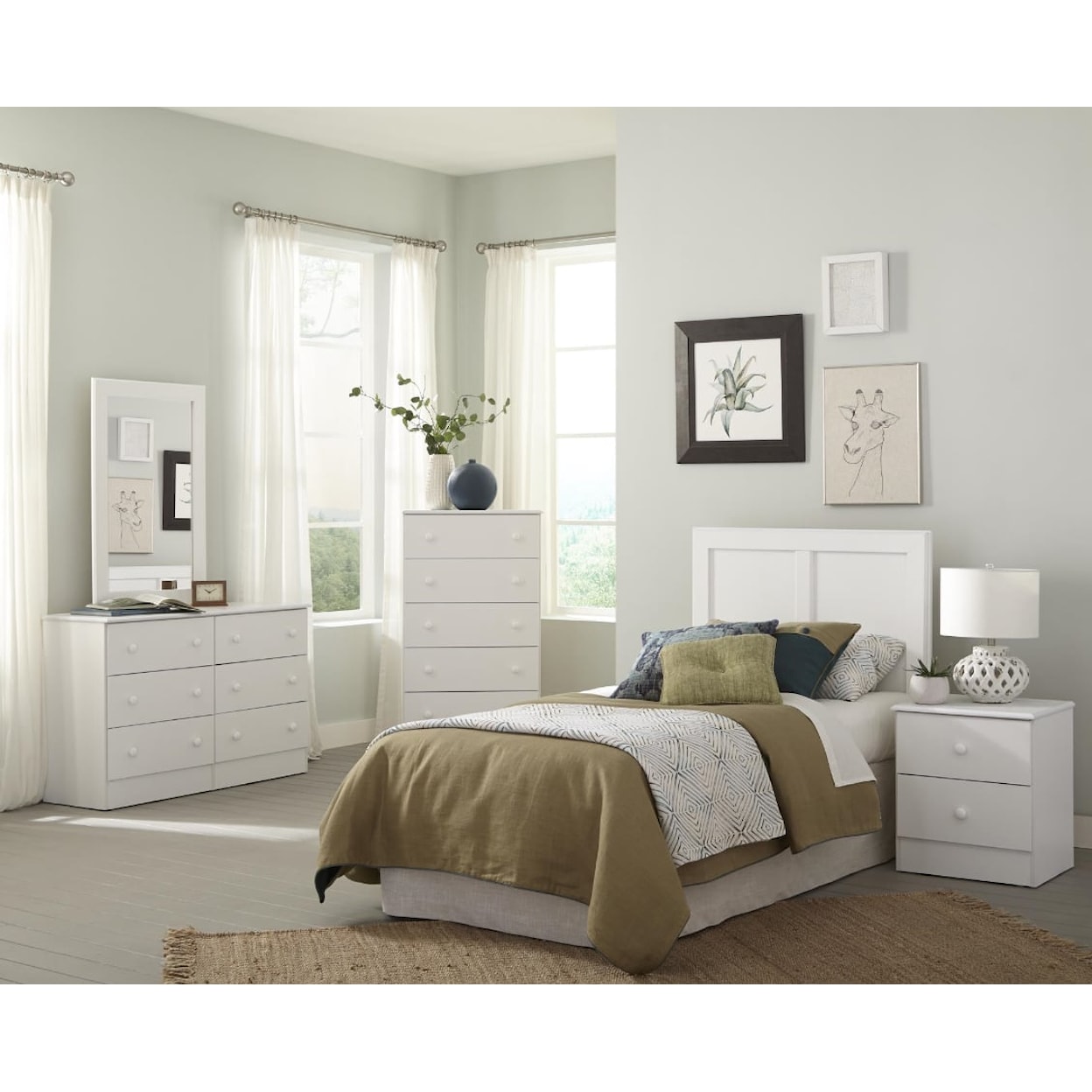 Kith Furniture Sawyer Bedroom SAWYER WHITE 4 PIECE TWIN | BEDROOM SET