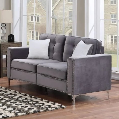 VELVET GREY SOFA &amp; LOVESEAT |