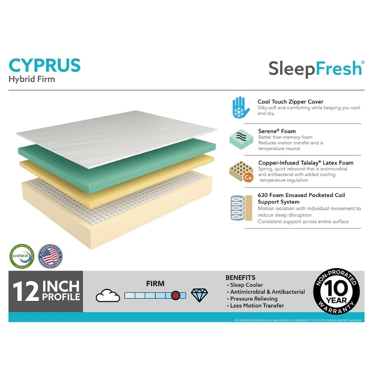 Symbol Mattress Cyprus CYPRUS HYBRID FIRM FULL MATTRESS |