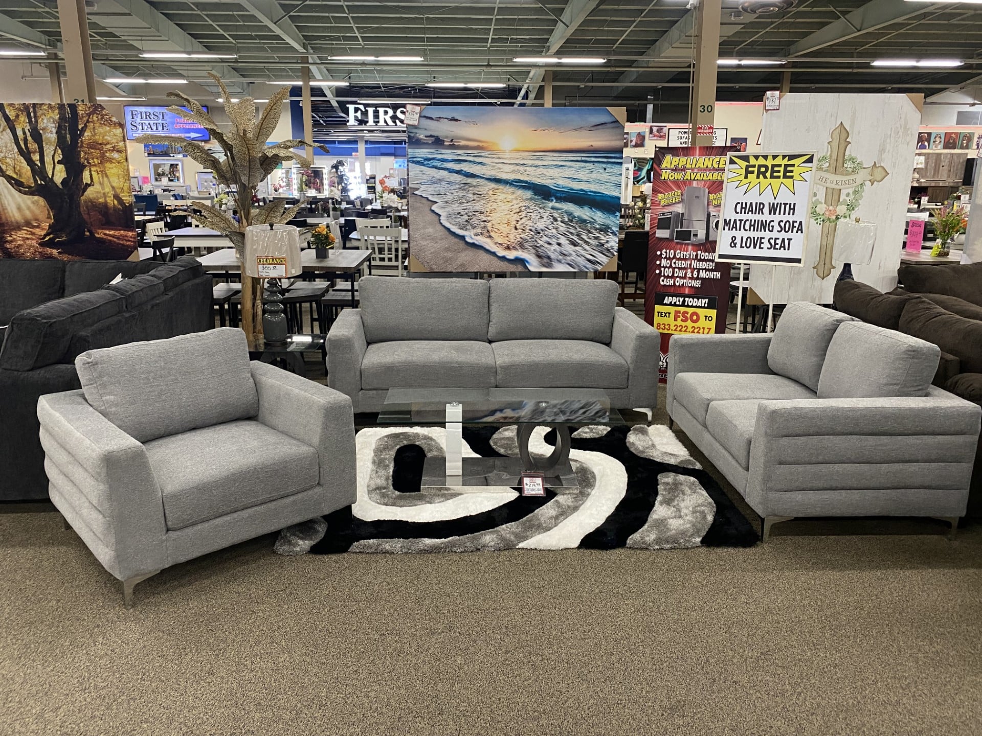 STELLAR LIGHT GREY SOFA &amp; LOVESEAT |