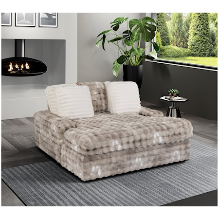 Big Puff Waffle Chaise Brown & White