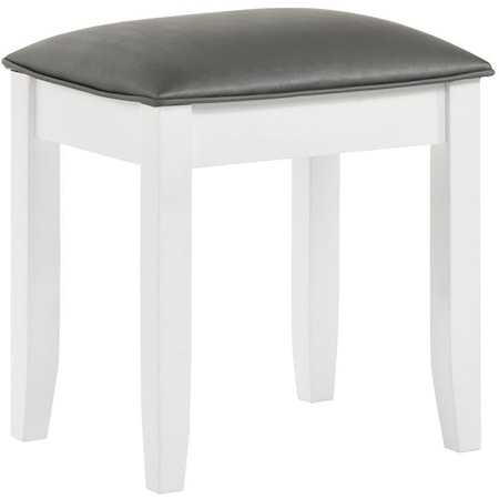 WHITE UPHOLSTERED VANITY STOOL |