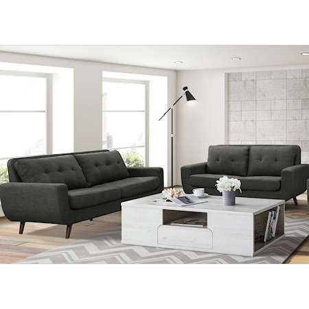 FREEPORT HEIRLOOM CHARCOAL SOFA AND | LOVESEAT W/ PILLOWS