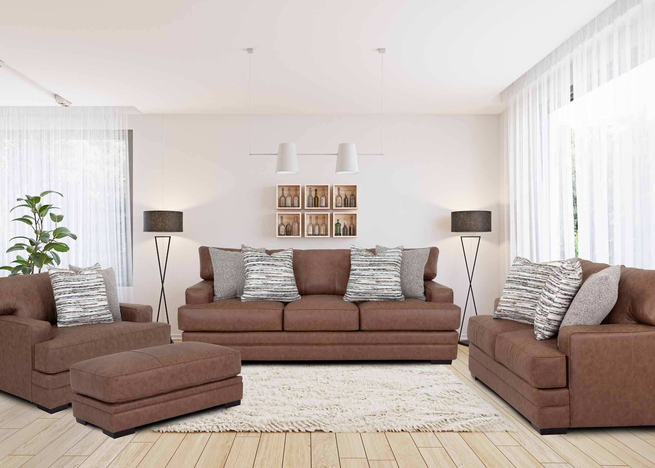 REGENCY SADDLE BROWN SOFA AND | LOVESEAT
