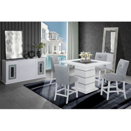 MOROCCO WHITE 5 PIECE PUB SET |