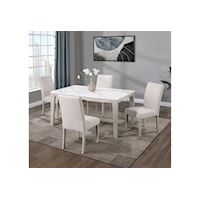 CAMBRIDGE WHITE MARBLE 5 PIECE | DINING SET