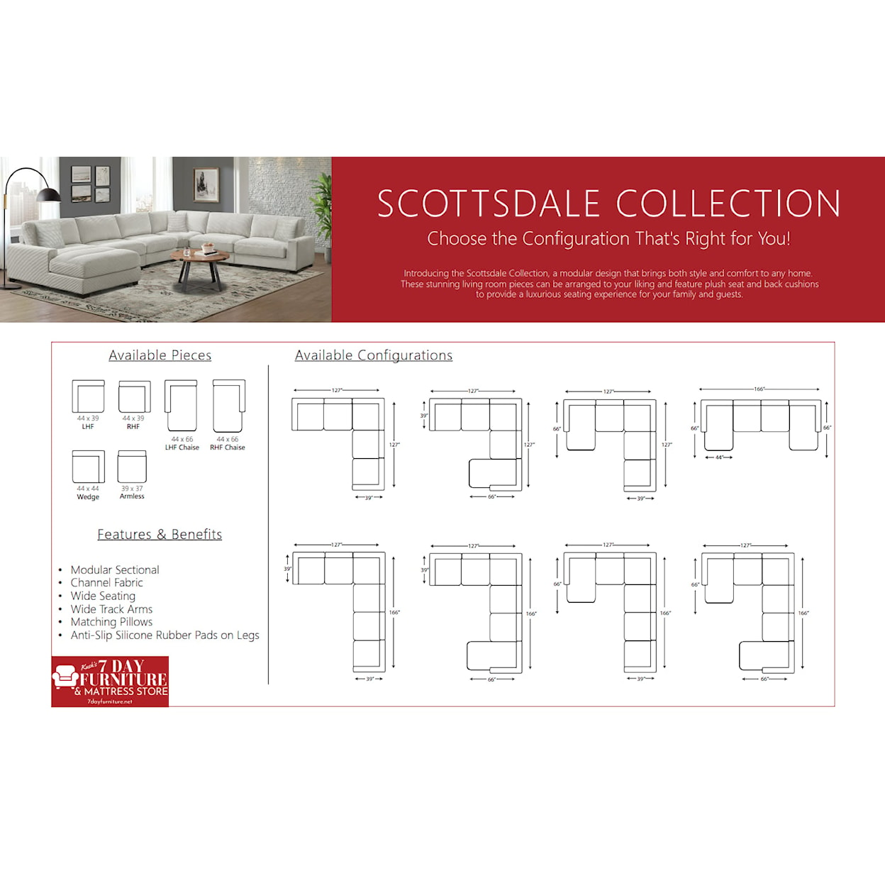 Elements International Scottsdale SCOTTSDALE GREY 6 PIECE SECTIONAL, | WITH LH