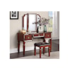 Poundex Vanities CHERRY MIRRORED VANITY AND STOOL |