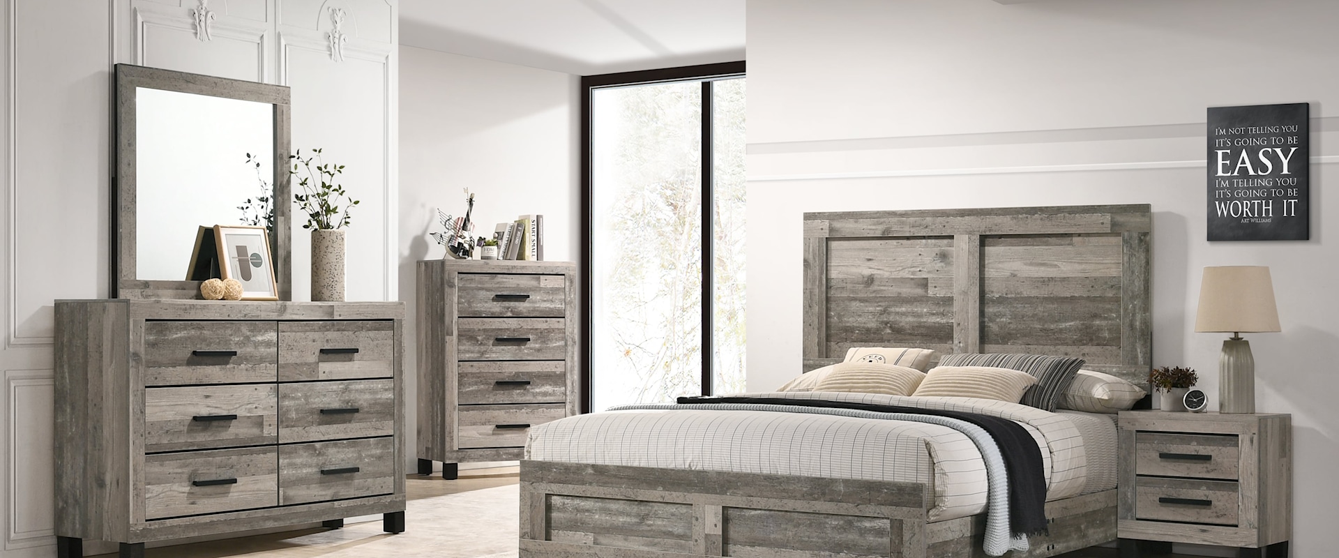 NATURAL GREY 4 PC QUEEN BEDROOM |