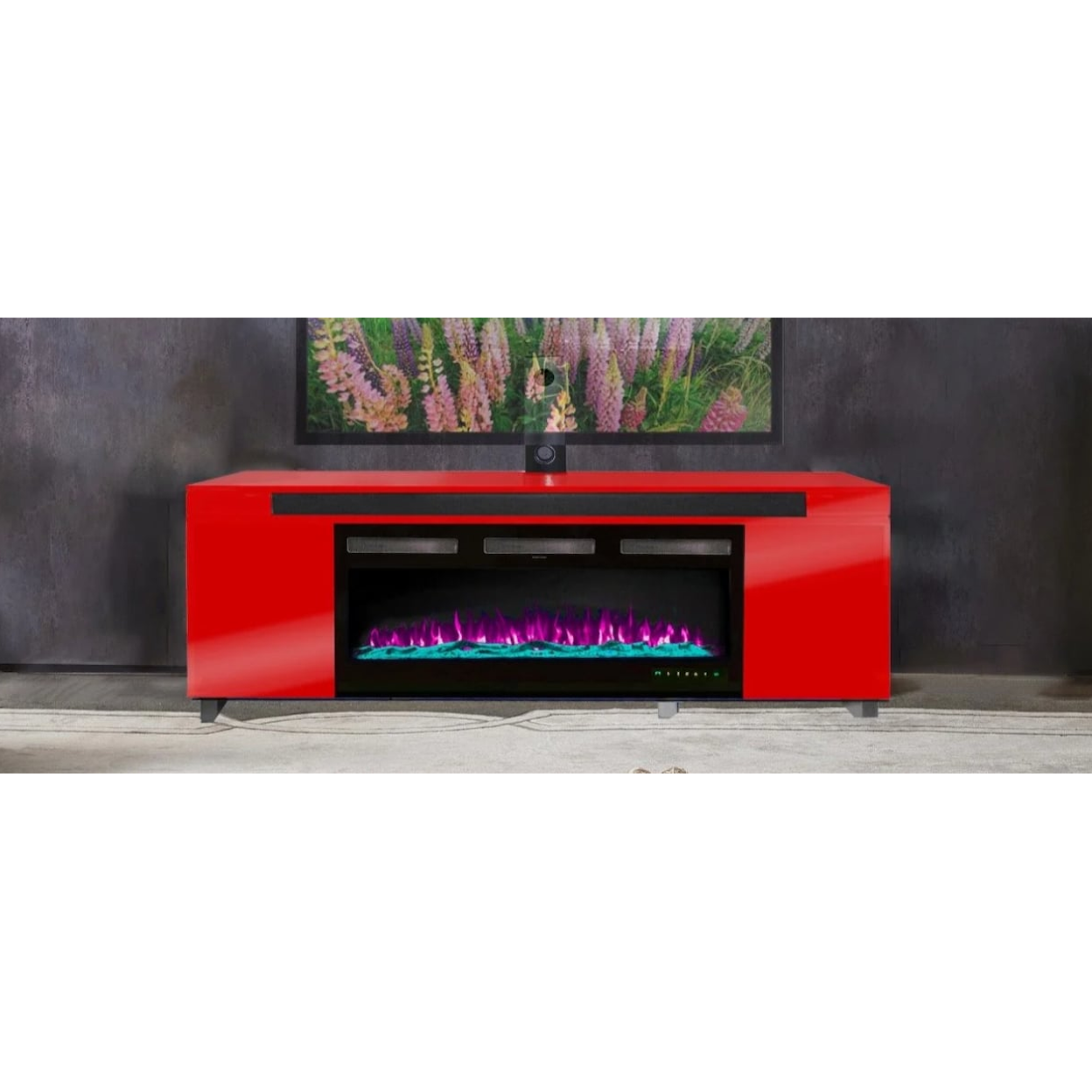 Technical Pro Staten Island STATEN ISLAND RED TV STAND WITH | FIREPLACE 