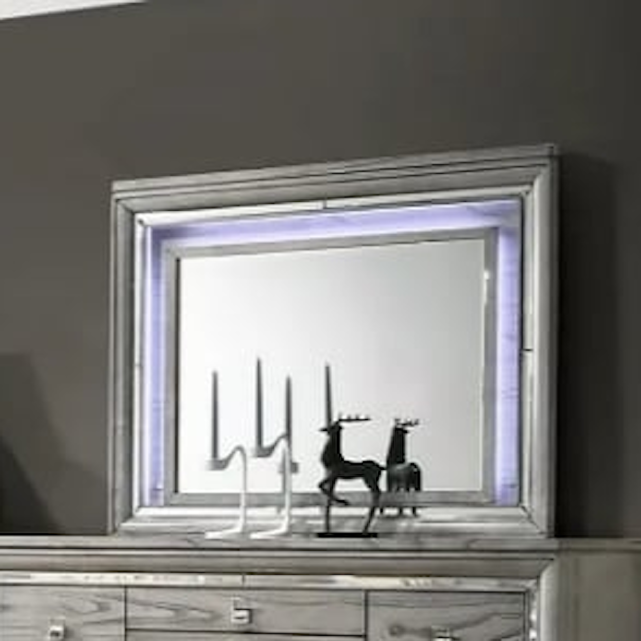 Furniture World Distributors Veneer LED VENEER LIGHT GREY LED MIRROR |