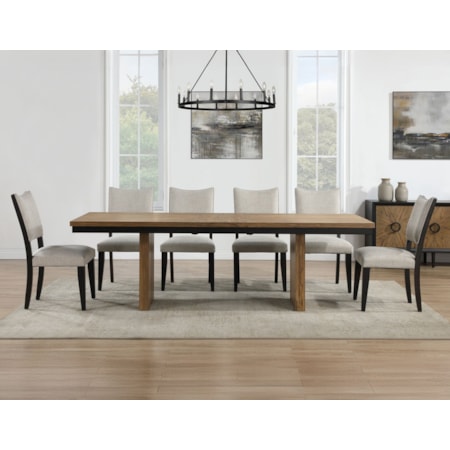 ROHAN NATURAL AND BLACK 7 PIECE | DINING SET