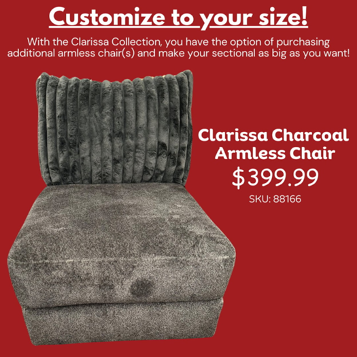 Albany Clarissa CLARISSA CHARCOAL 3 PIECE SECTIONAL | WITH R