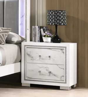 Blanca White Marble 11573 BLANCA WHITE MARBLE NIGHTSTAND 7 Day