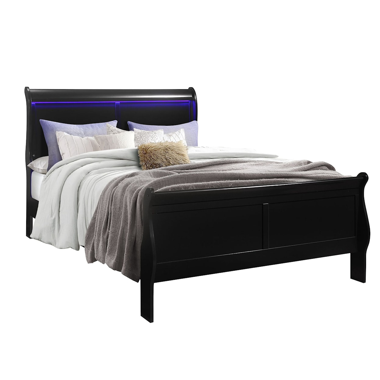 Global Furniture Light Up Louie LIGHT UP LOUIE BLACK FULL BED |