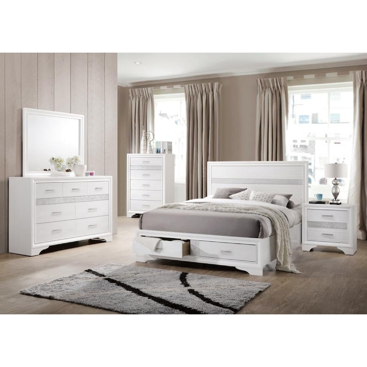 Coaster Miranda MIRANDA WHITE QUEEN 4 PIECE BEDROOM | SET