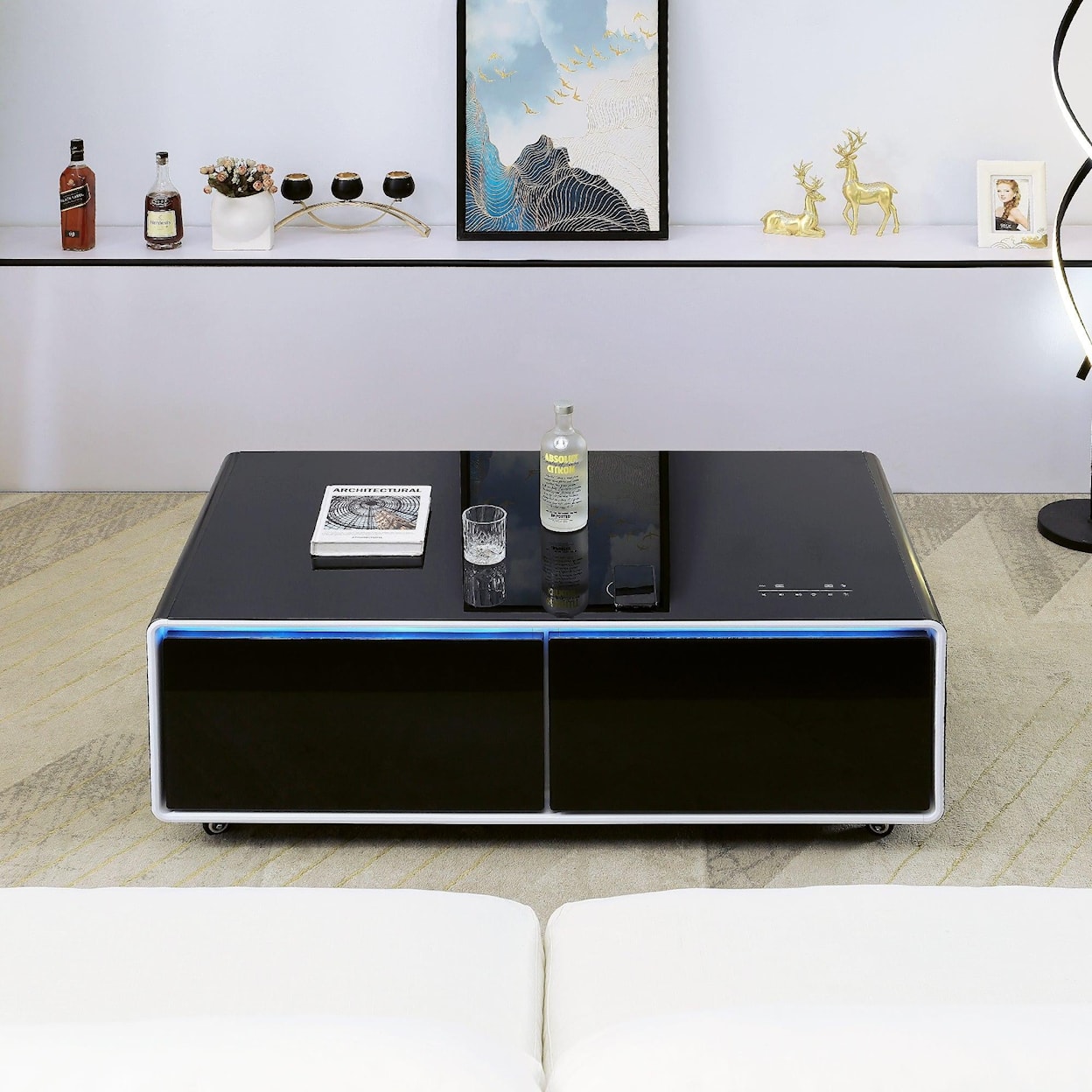 Artisan Design Furniture Coffee Table Fridge BLACK COFFEE TABLE FRIDGE WITH | BLUETOOTH S