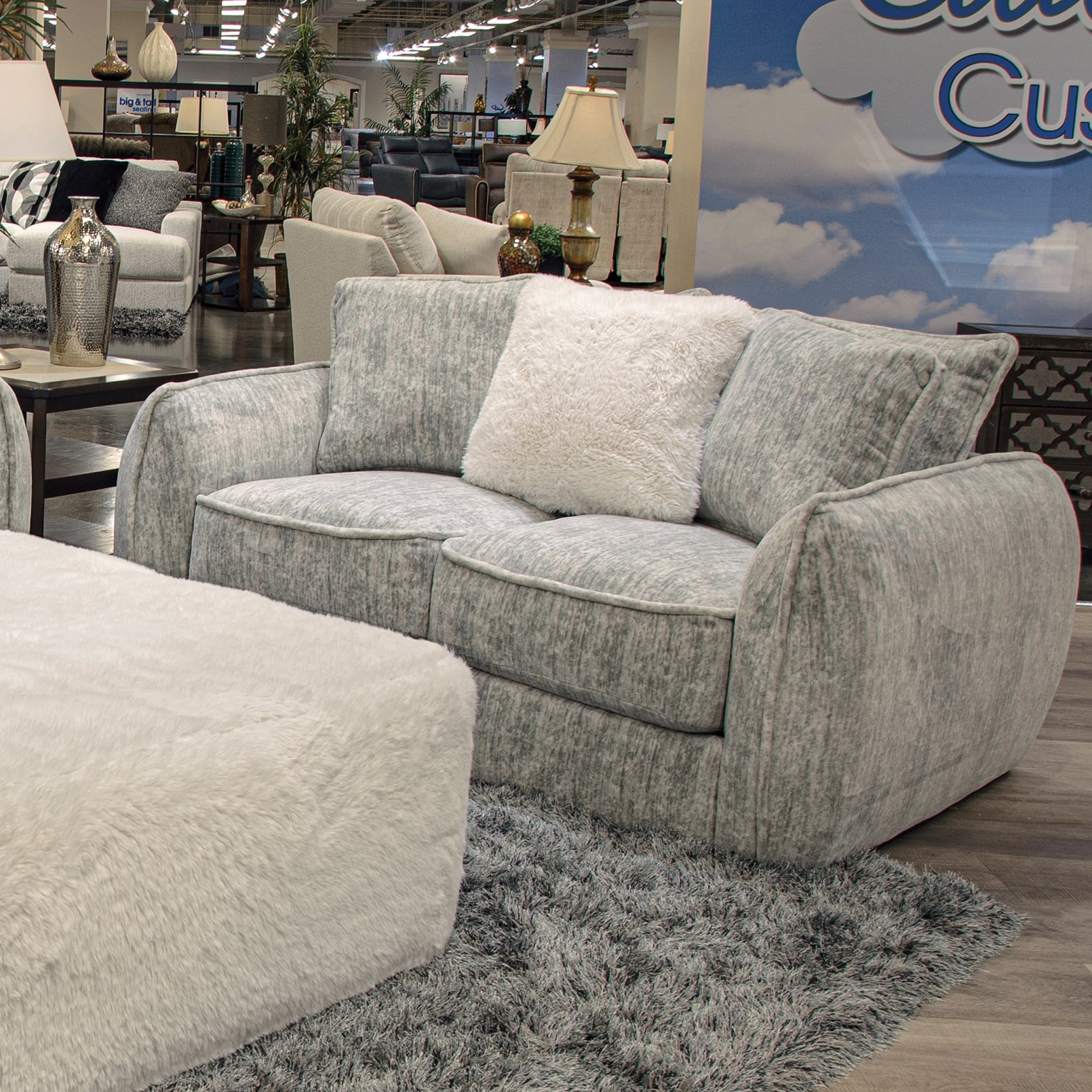 PEARL GREY SOFA AND LOVESEAT |