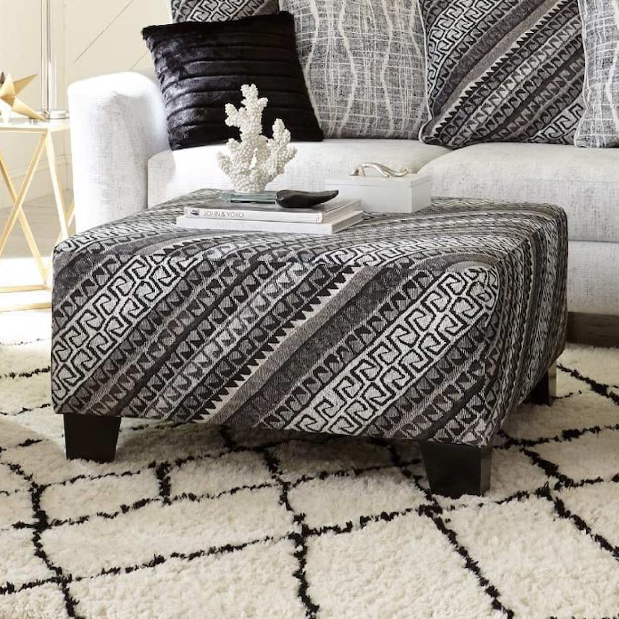 Albany Bakersfield BAKERSFIELD BLACK OTTOMAN |