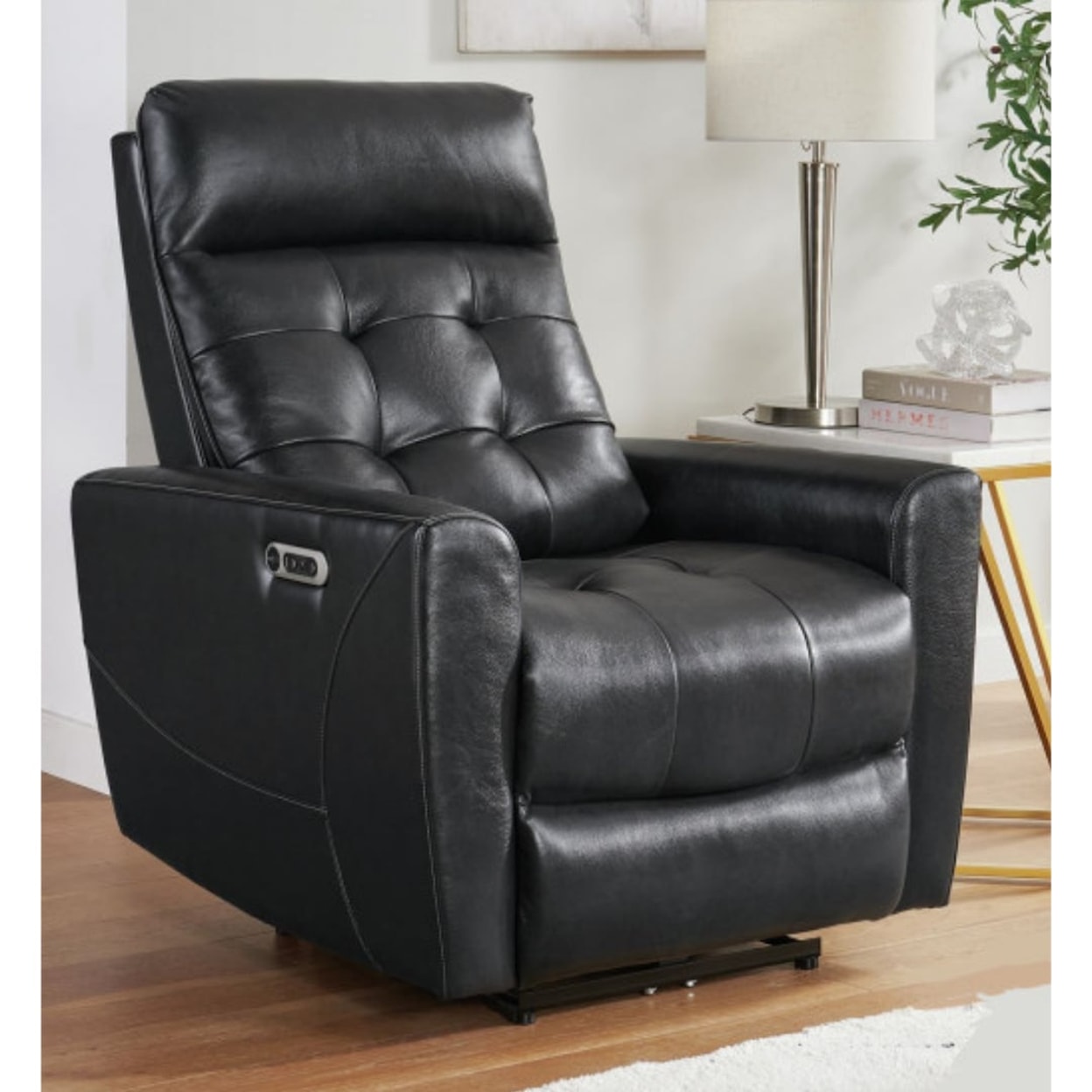 Elements International MVP Leather Recliners MVP LEATHER CHARCOAL DOUBLE POWER | RECLINER