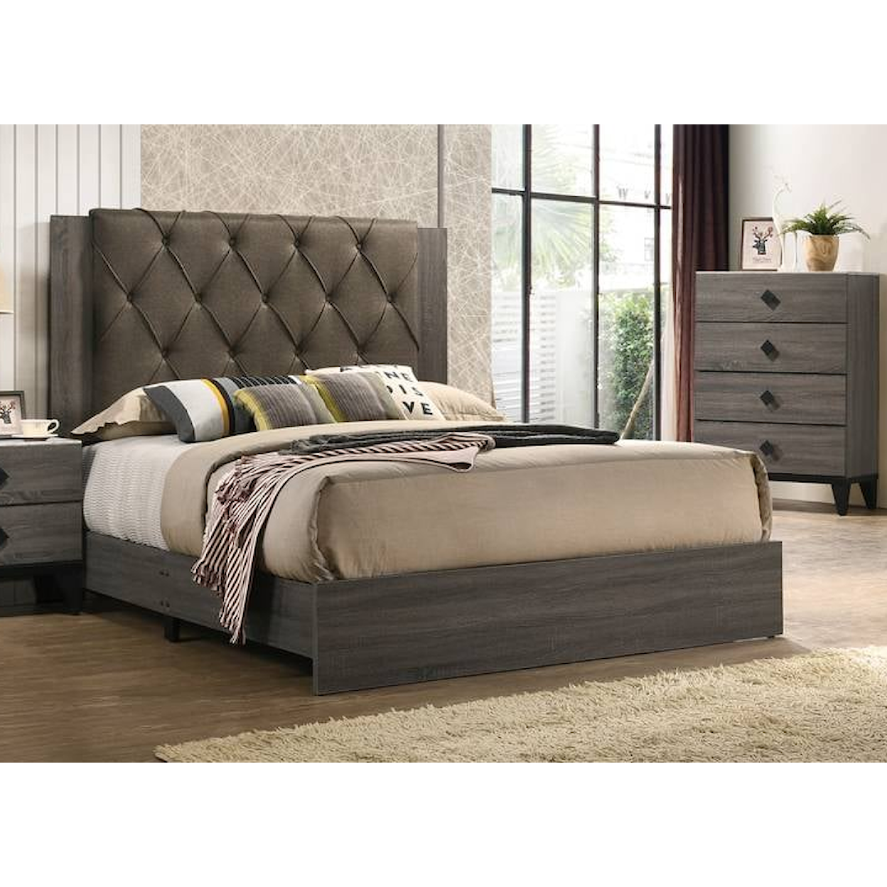 Poundex Ontario Bedroom Set ONTARIO GREY KING BED |