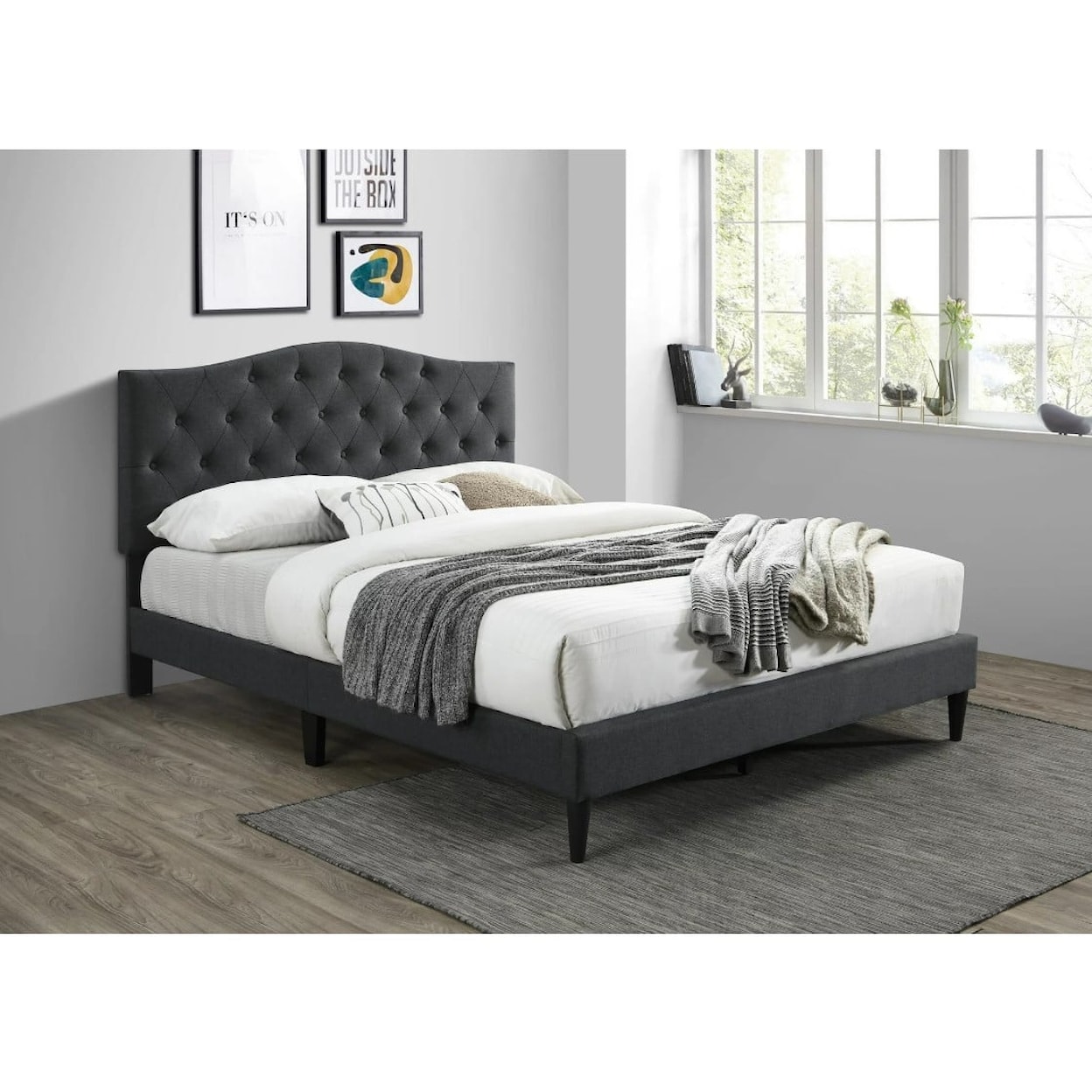Ovis Platform Bed SWOOP DARK GREY QUEEN PLATFORM | BED