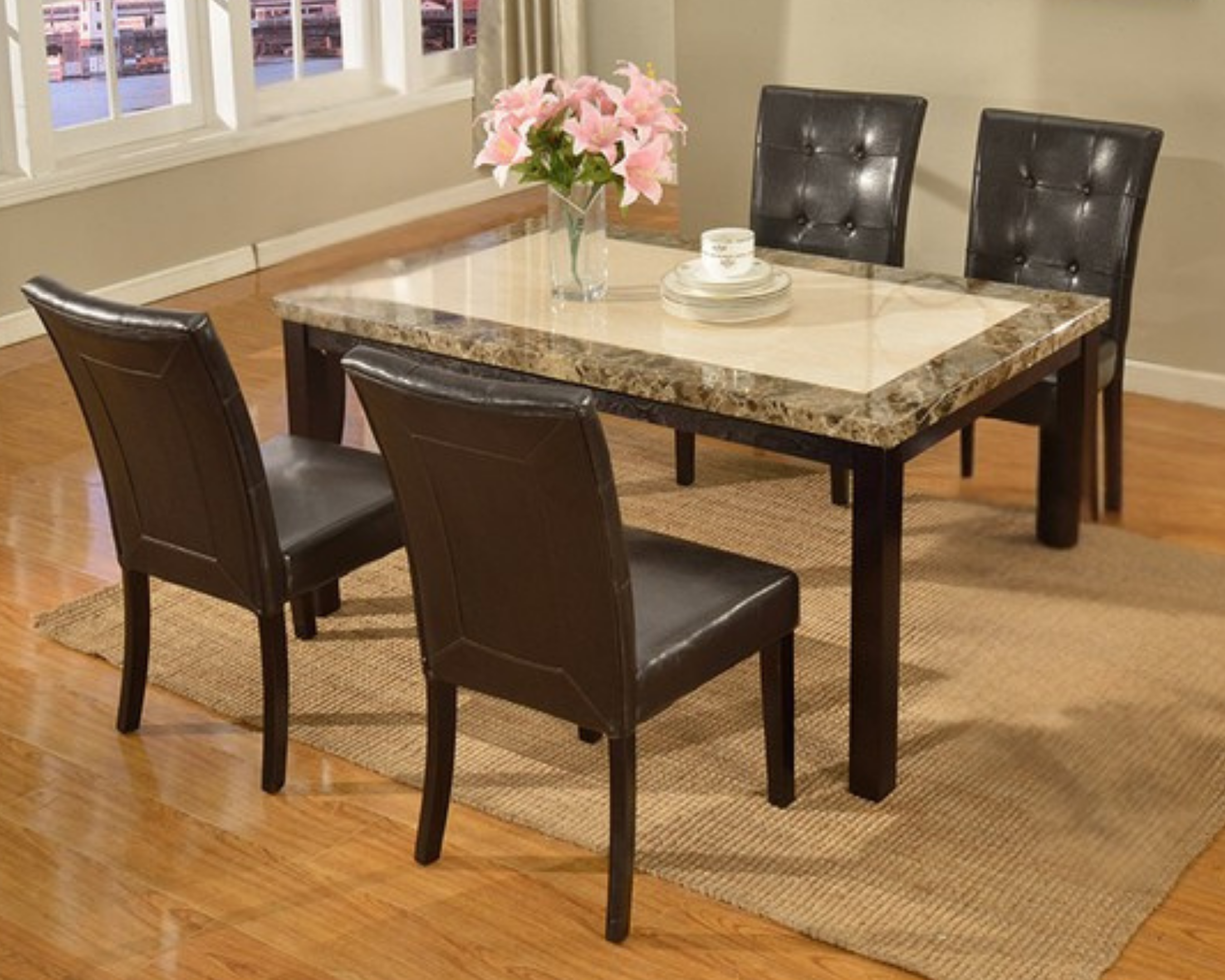 TWO-TONE ESPRESSO 5 PIECE DINING | SET
