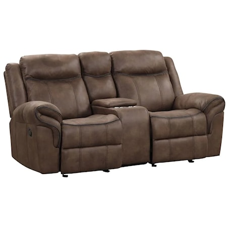 MARYVILLE BROWN DOUBLE RECLINING, | GLIDER LOVESEAT