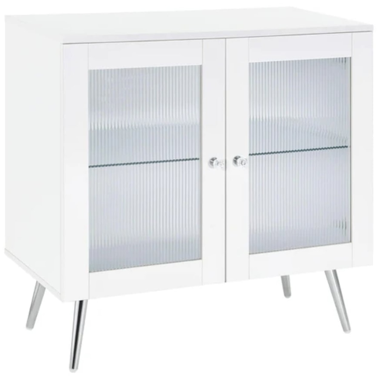 Coaster Accent Cabinets WHITE HIGH GLOSS AND CHROME ACCENT | CABINET