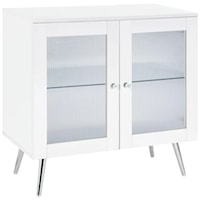 WHITE HIGH GLOSS AND CHROME ACCENT | CABINET