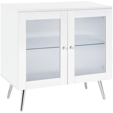 WHITE HIGH GLOSS AND CHROME ACCENT | CABINET