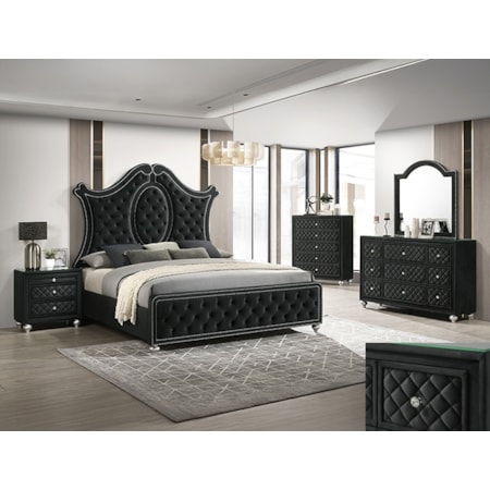 KINGS CROWN BLACK 4 PIECE QUEEN | BEDROOM SE