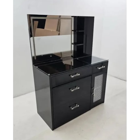 LANA BLACK LED VANITY WITH HIDDEN | STOOL