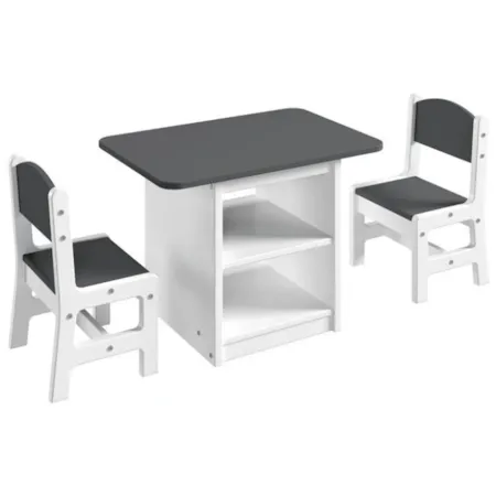 KIDZONE WHITE AND GREY TABLE AND | CHAIRS SE