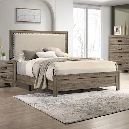 MILLIE GREY UPHOLSTERED QUEEN BED |