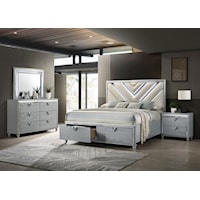 VICKI WHITE AND SILVER 4 PIECE | QUEEN BEDROOM SET