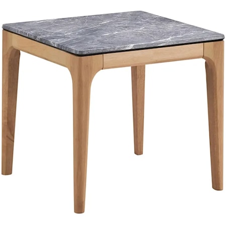 POLE OAK AND GREY END TABLE |