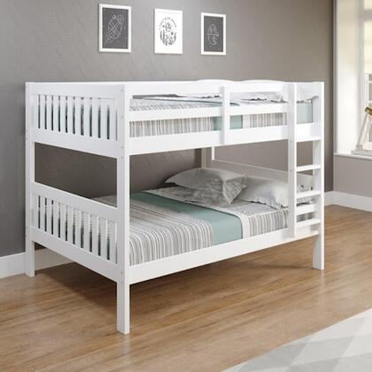 Donco Trading Co Bunkbeds MISSION WHITE FULL/FULL BUNK | BED
