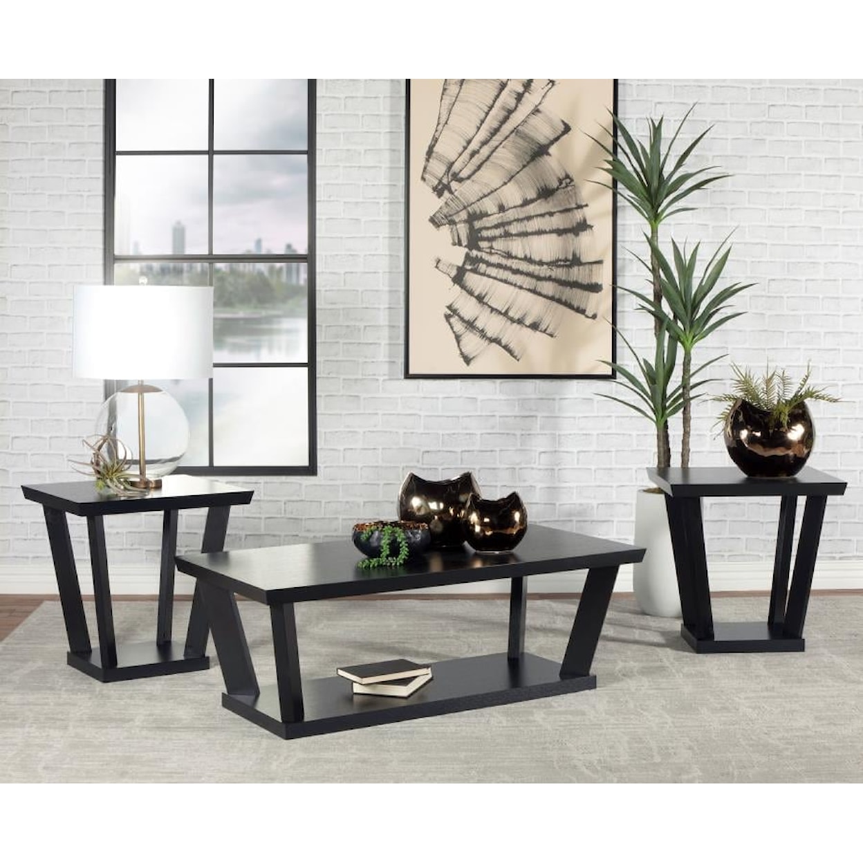 Coaster Occasional Sets SLANTED BLACK 3 PC OCCASIONAL SET |