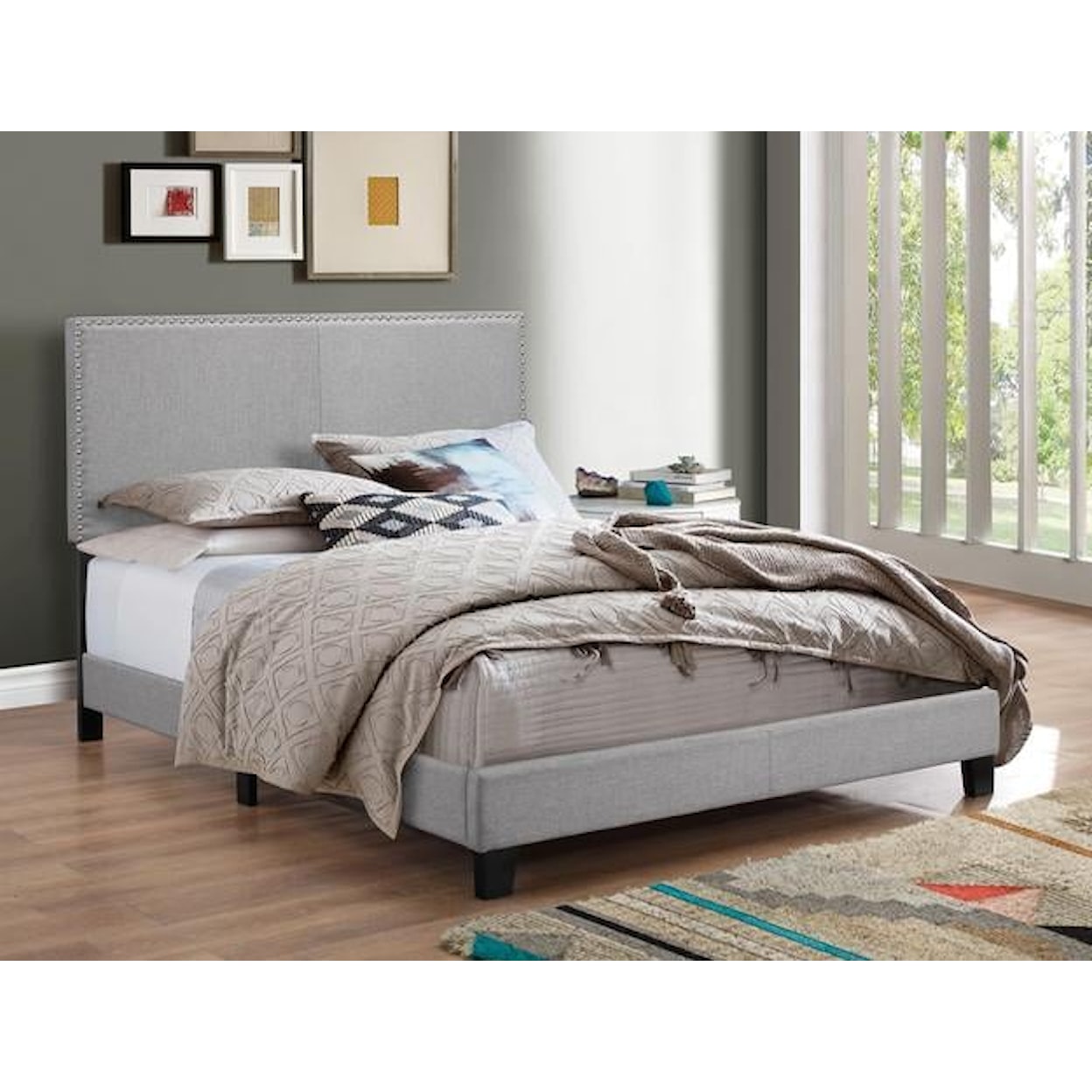 Crown Mark Grey Bed GRAY KING BED |