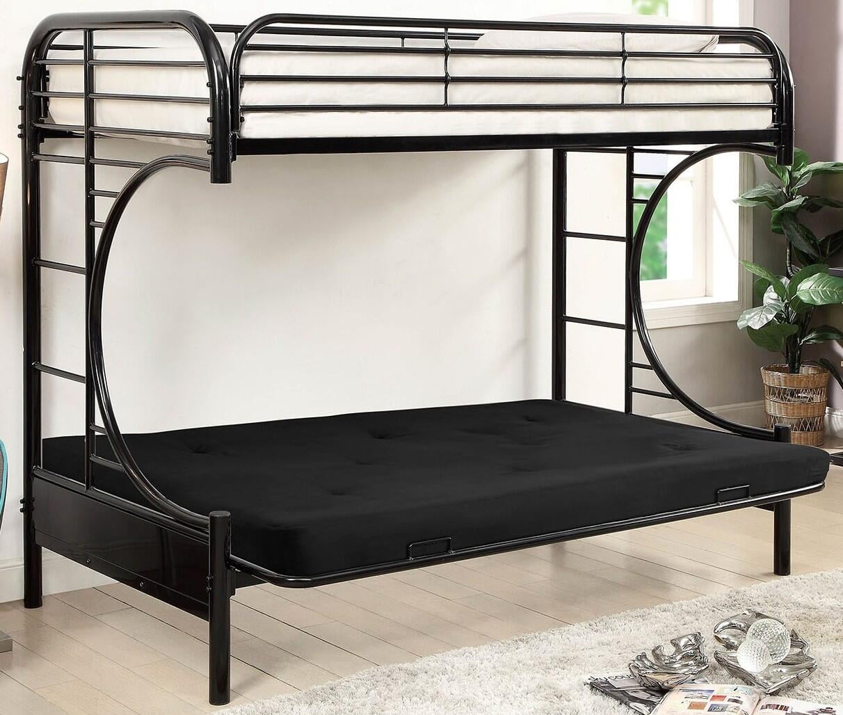 Bunk Bed 10496 BLACK TWIN FUTON BUNK BED 7 Day Furniture Bed