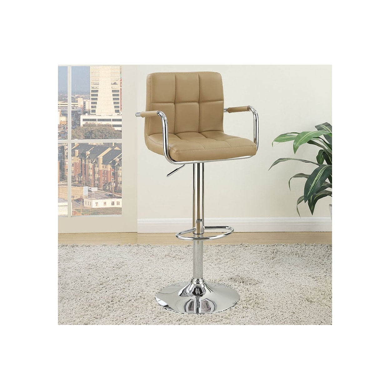 Poundex Barstools TAN/CHROME BARSTOOL |