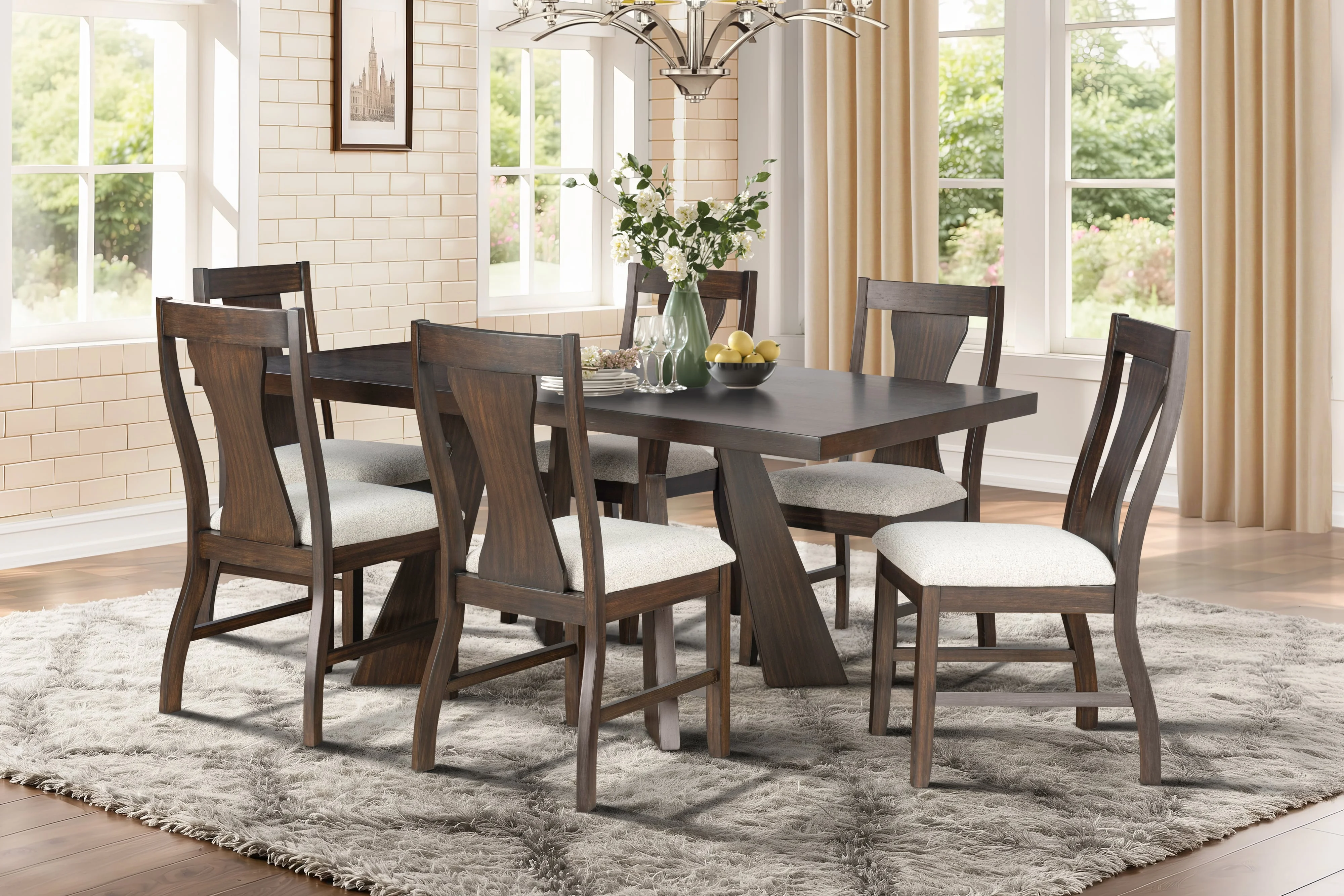 CHESTER RIDGE BROWN 5 PIECE DINING | SET *