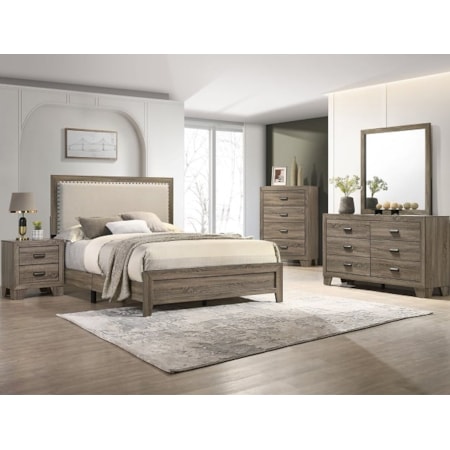 MILLIE GREY UPHOLSTERED QUEEN BED |